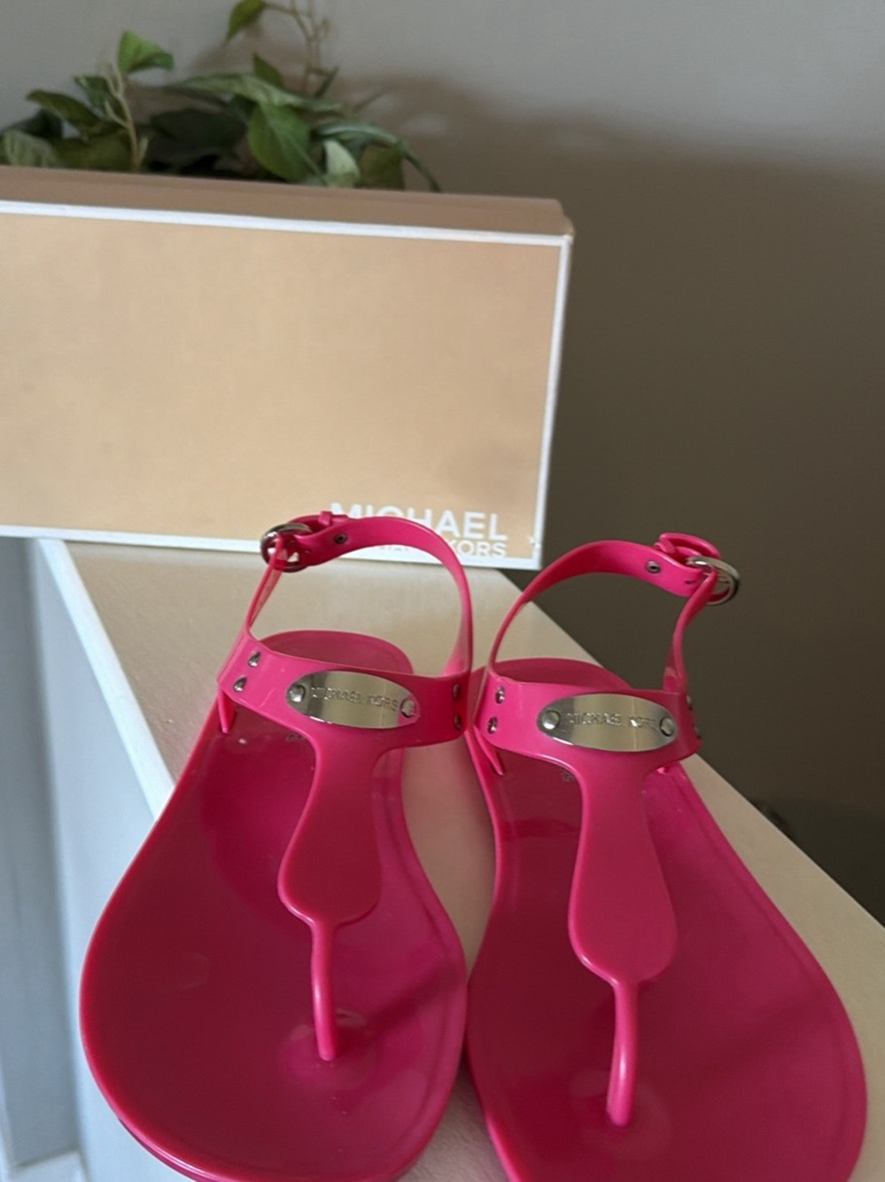 Michaels Hot Pink T-Strap Jelly Sandals